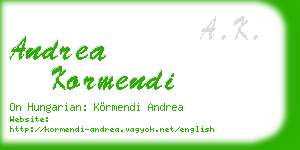andrea kormendi business card