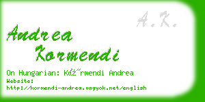 andrea kormendi business card